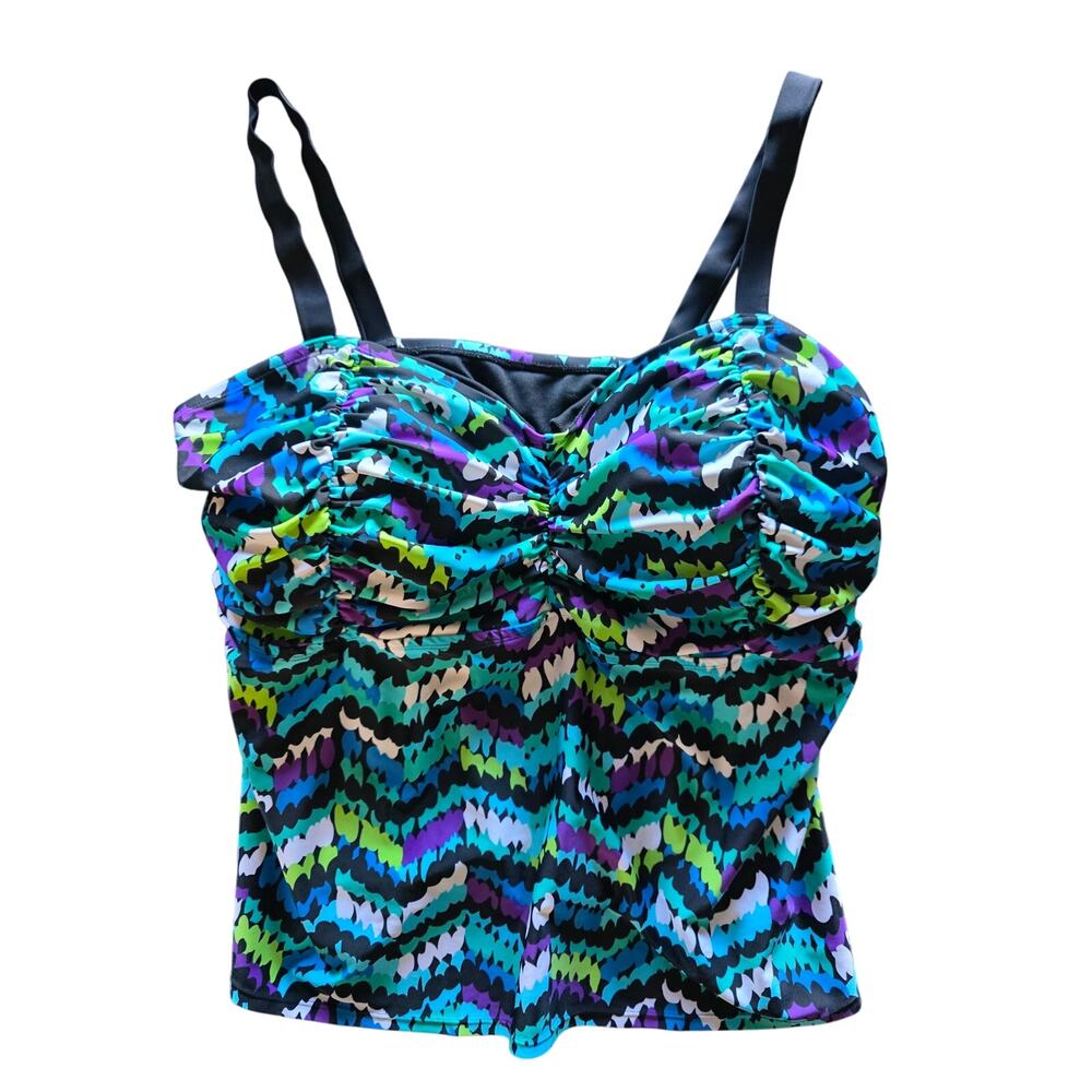 Beach Native Swim Top 24 Womens Plus Size Pullover Multicolor Beach Swimwear